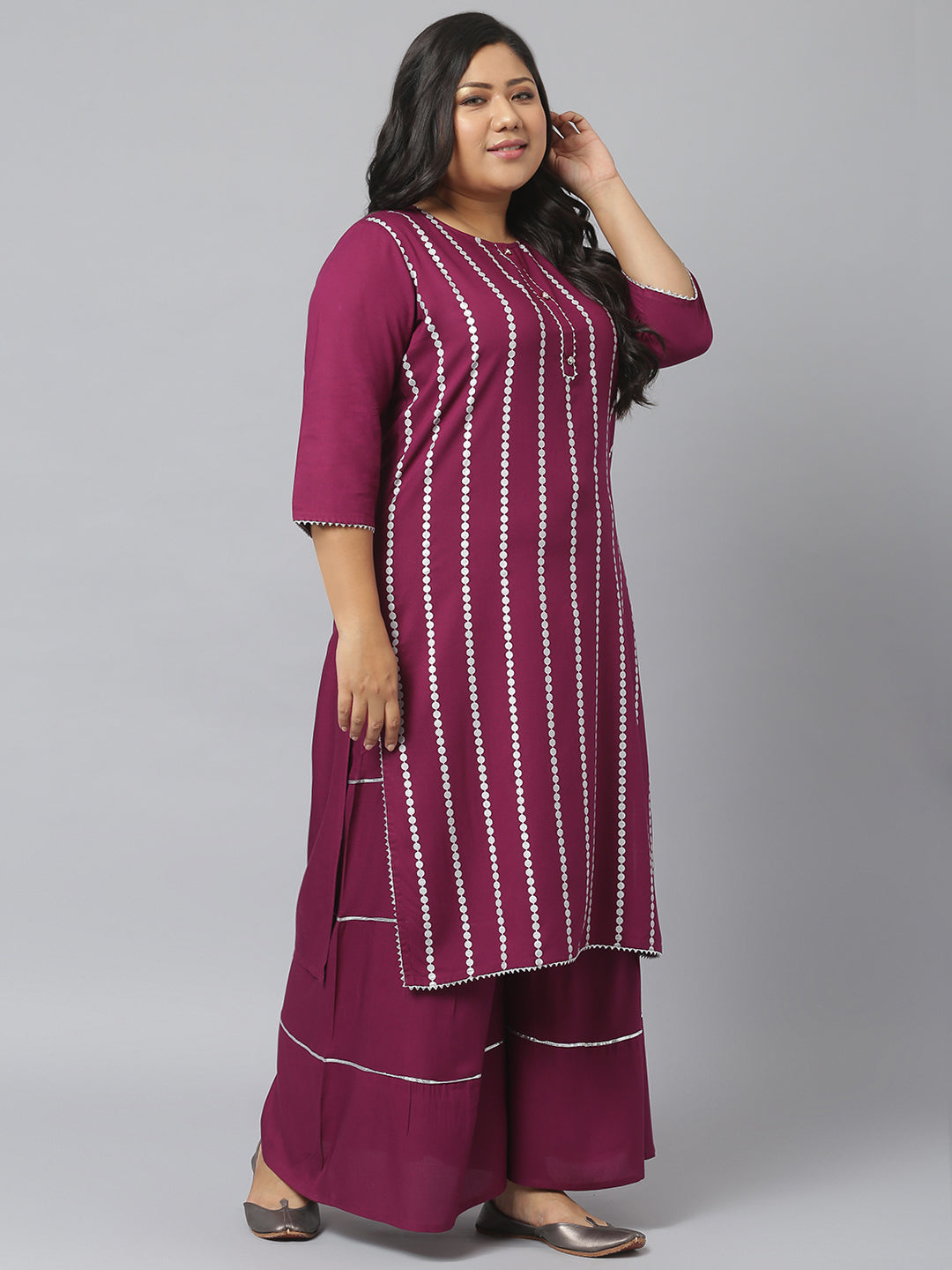 Women Printed Rayon Straight Kurta Sharara Dupatta Set