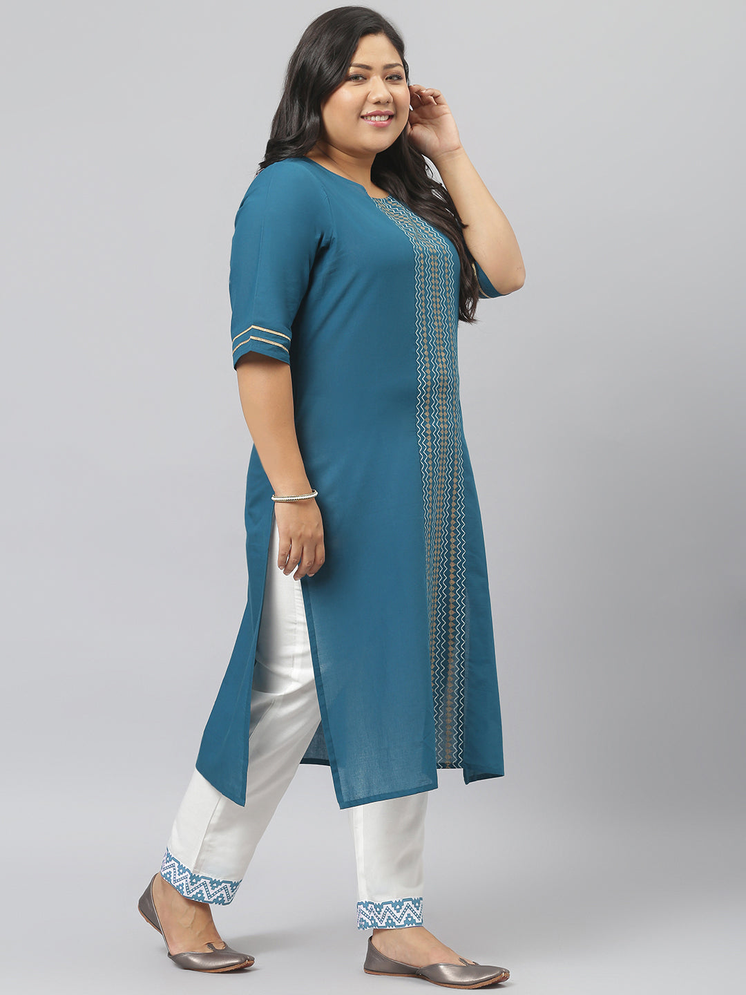 Women Printed Cotton Straight Kurta Pant Dupatta Set (Pre-Order)