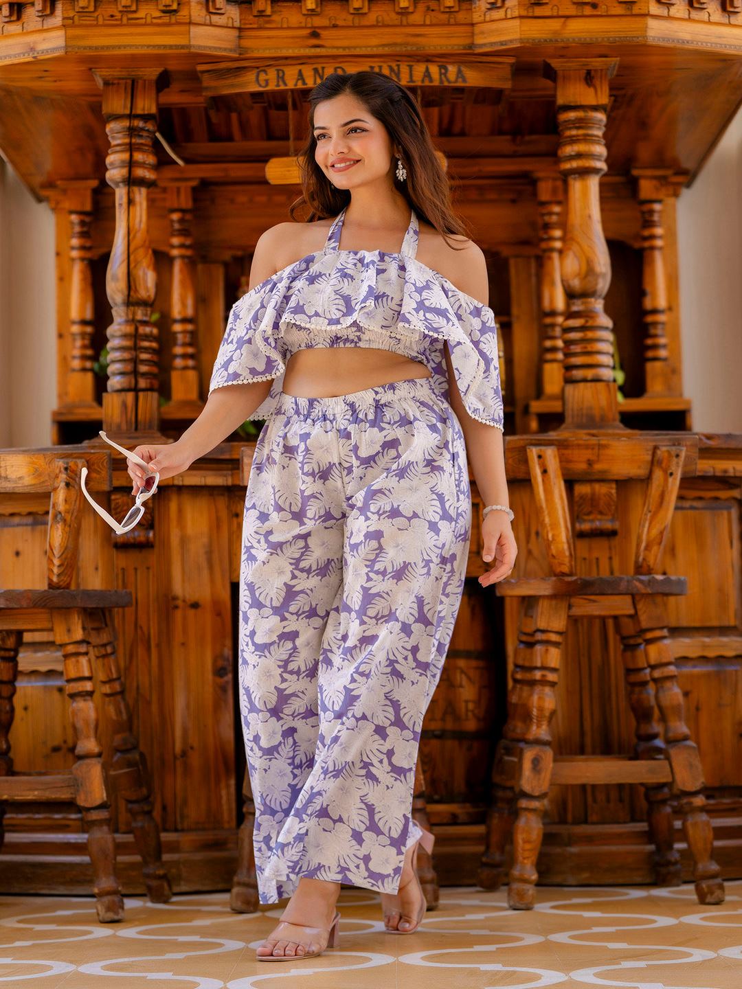 Purple Abstract Printed Co-Ord Set