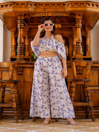 Purple Abstract Printed Co-Ord Set