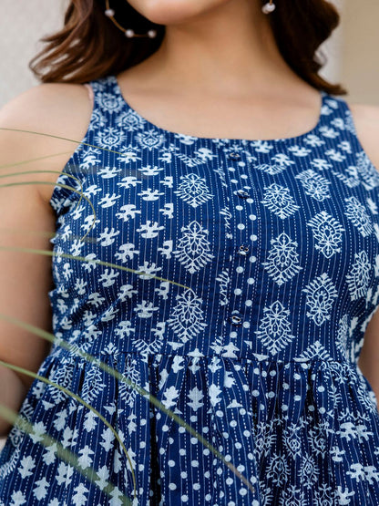 Navy Blue Printed Co-Ord Set