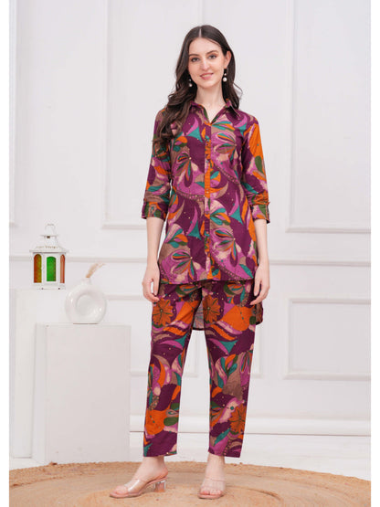 Purple Printed Co-Ord set