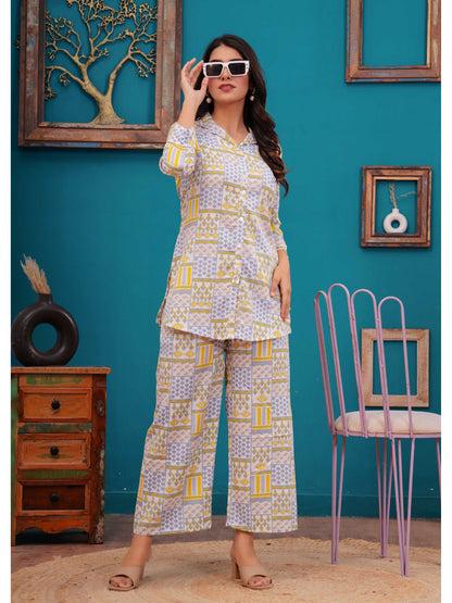 Off White Printed Co-Ord set