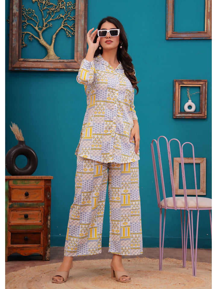 Off White Printed Co-Ord set