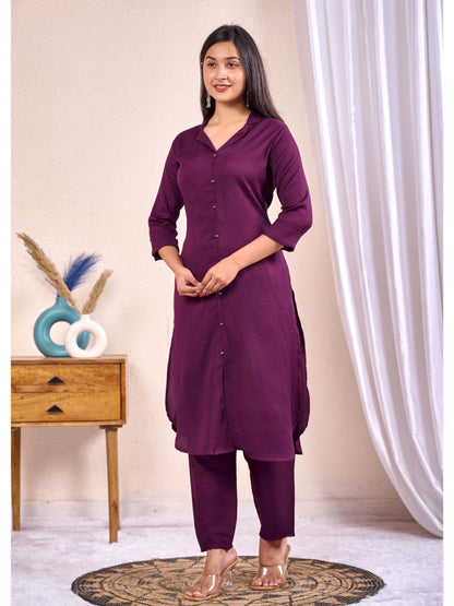 Purple Shirt Collared Co-Ord set
