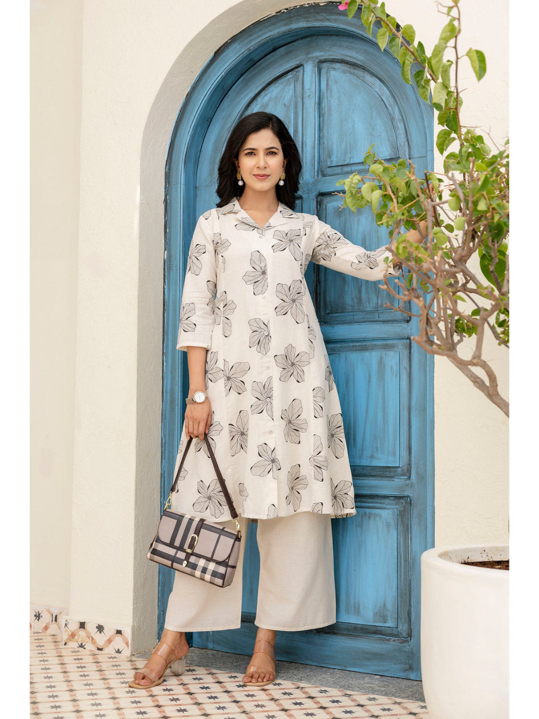 Off-White Printed Pure Cotton Coord Set