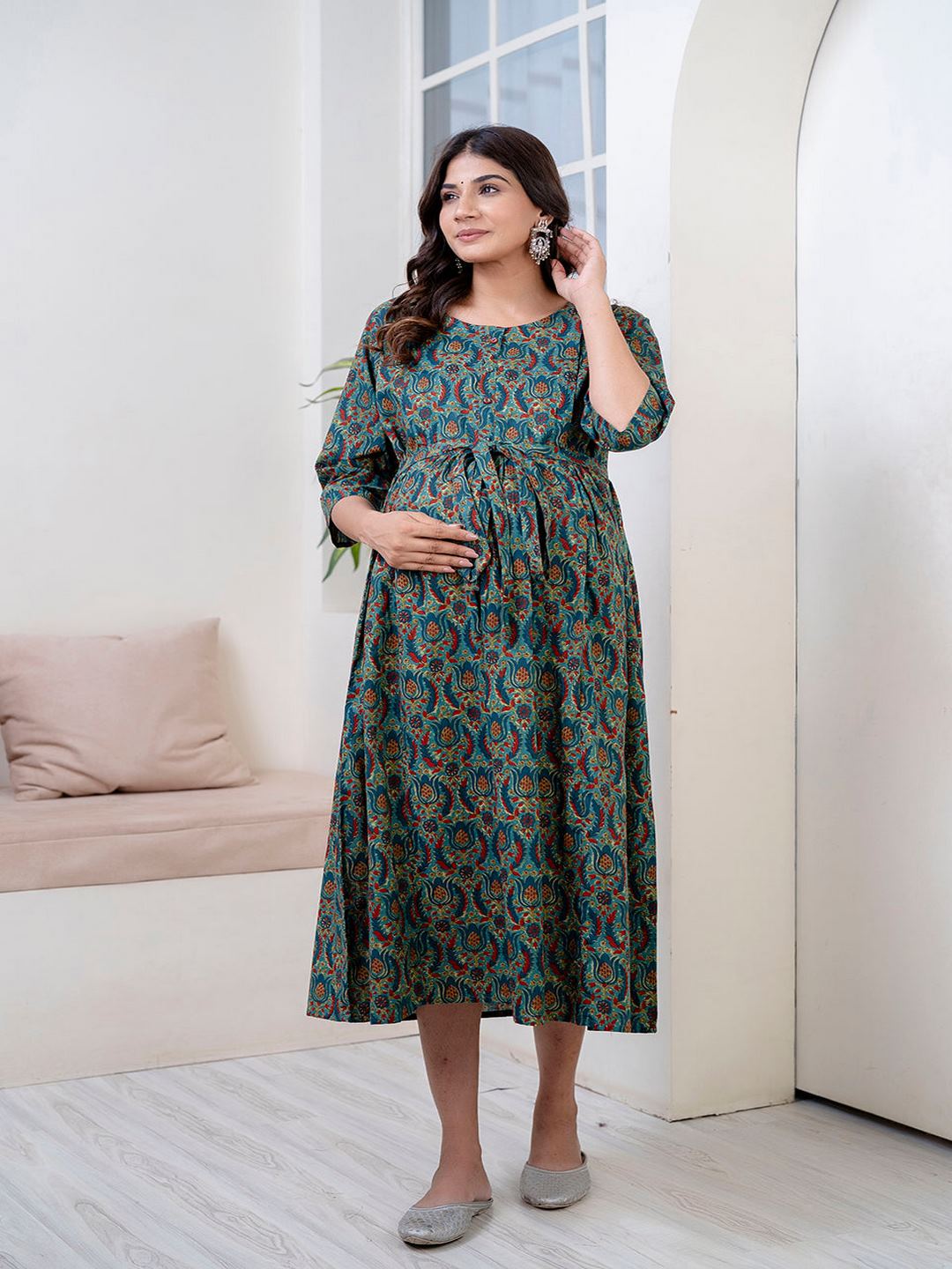Multi Printed Maternity Dress For Women