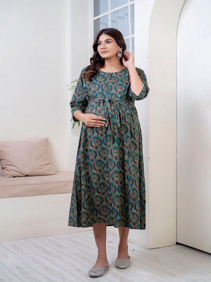 Multi Printed Maternity Dress For Women