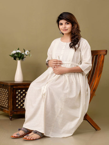 Off White Maternity Dress For Women