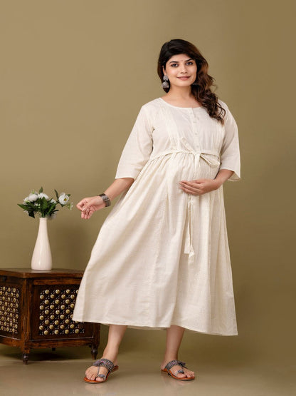 Off White Maternity Dress For Women
