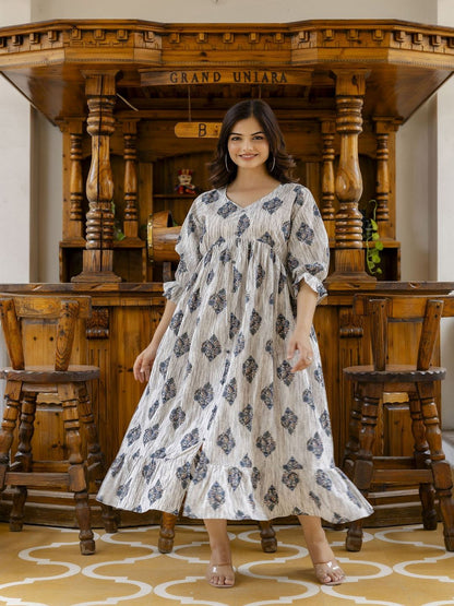 Off-White Printed Flared Dress