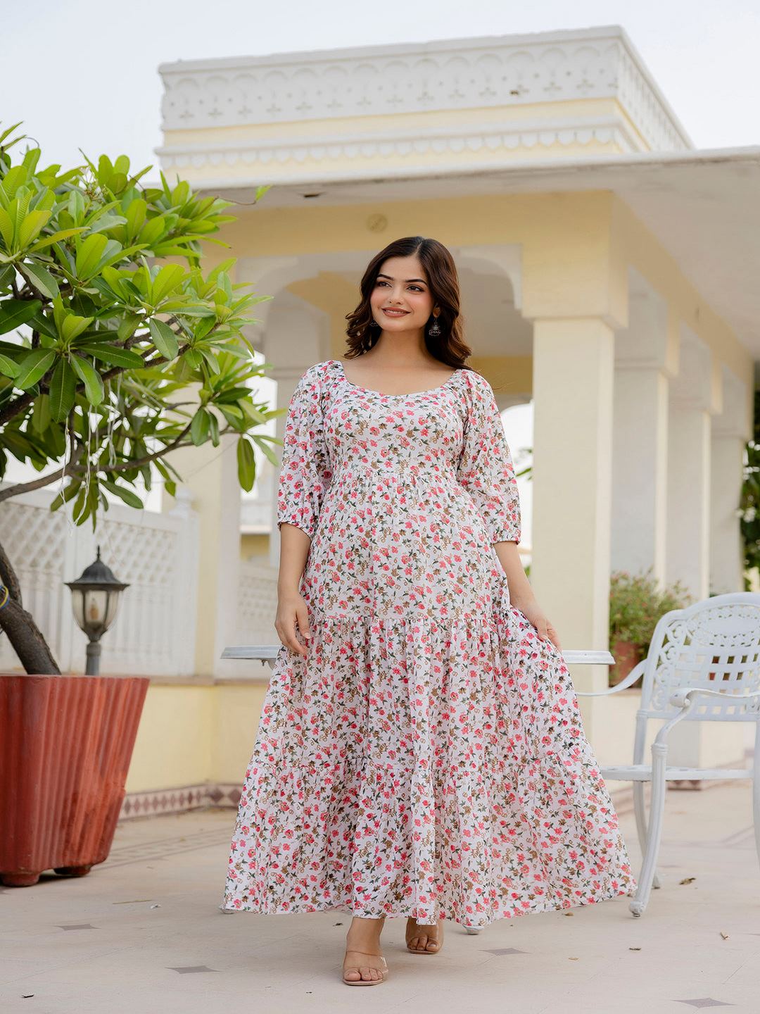 Off-White Printed Flared Dress