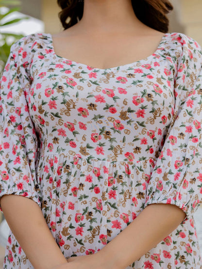 Off-White Printed Flared Dress