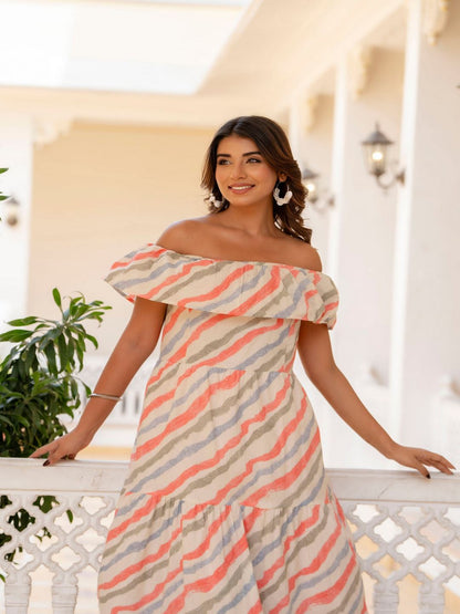 Off-White Lehariya Printed Flared Dress