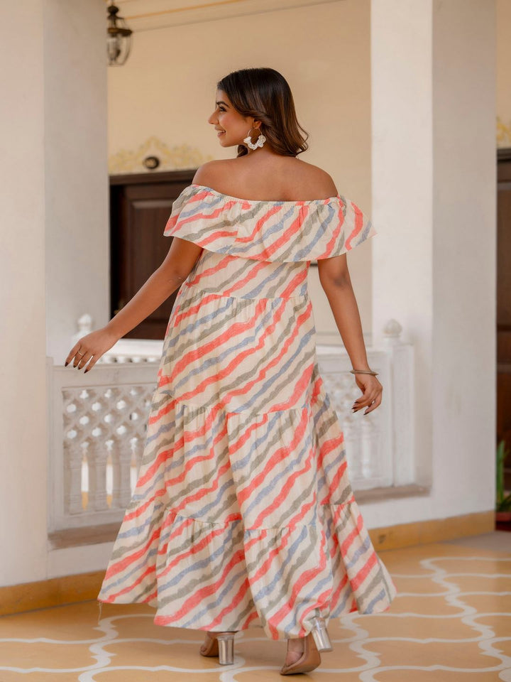 Off-White Lehariya Printed Flared Dress