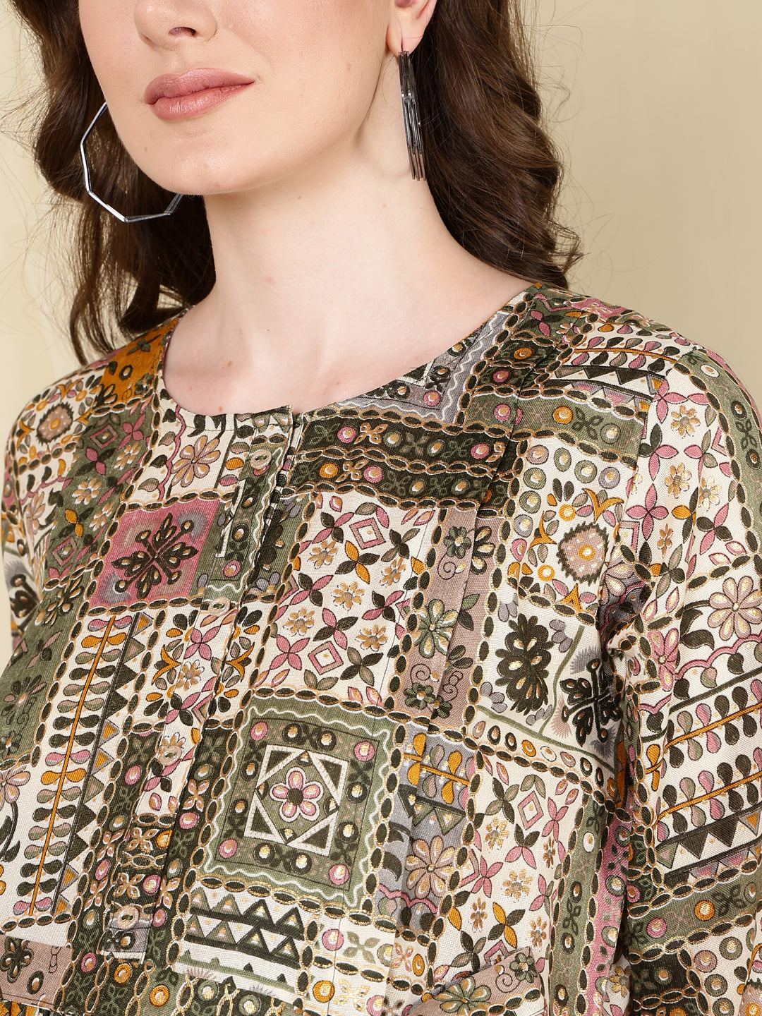 Multi Printed Flared Maternity Dress