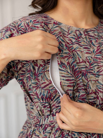 Multi Printed Flared Maternity Dress