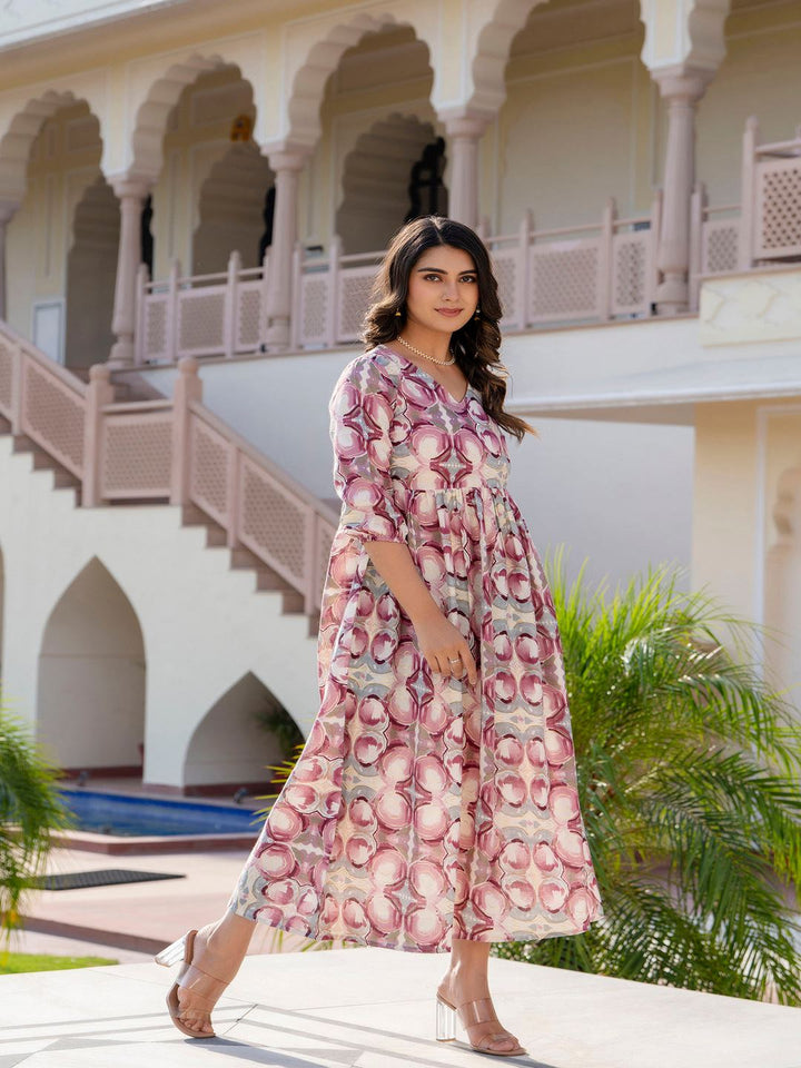 Multi Abstract Printed Flared Dress