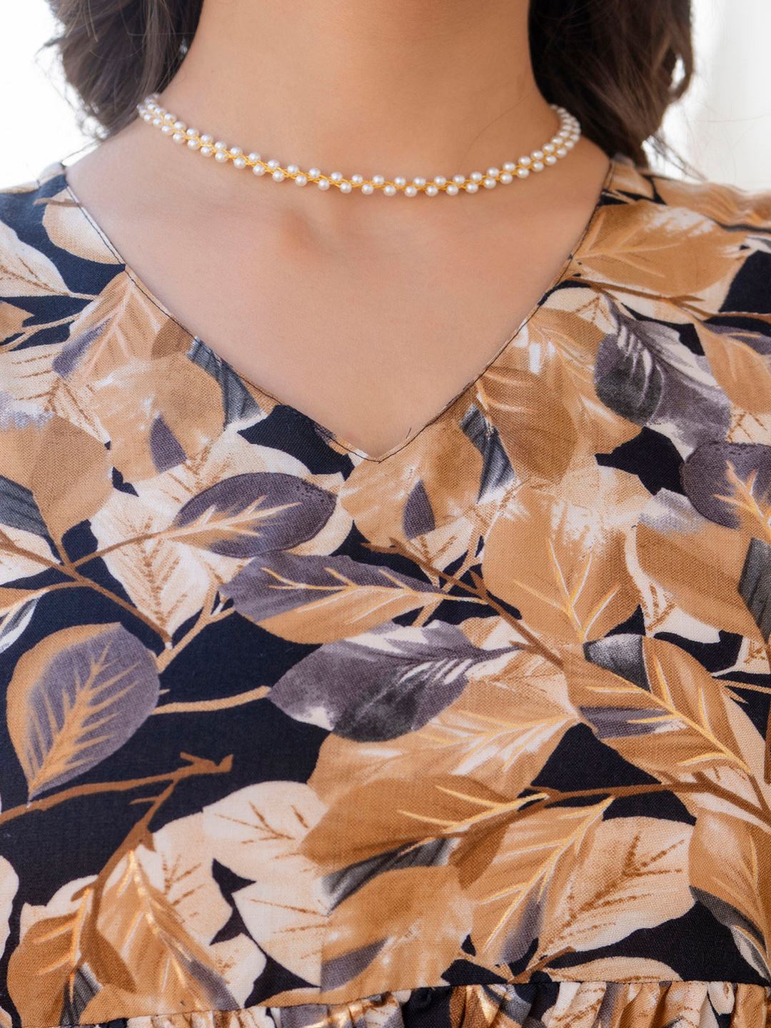 Black Abstract Printed Flared Dress