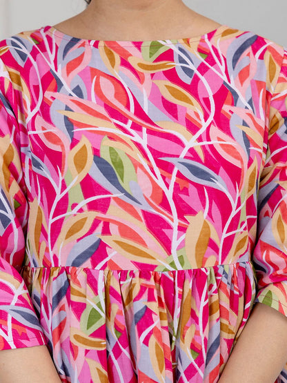 Multi Ethnic Printed Flared Dress