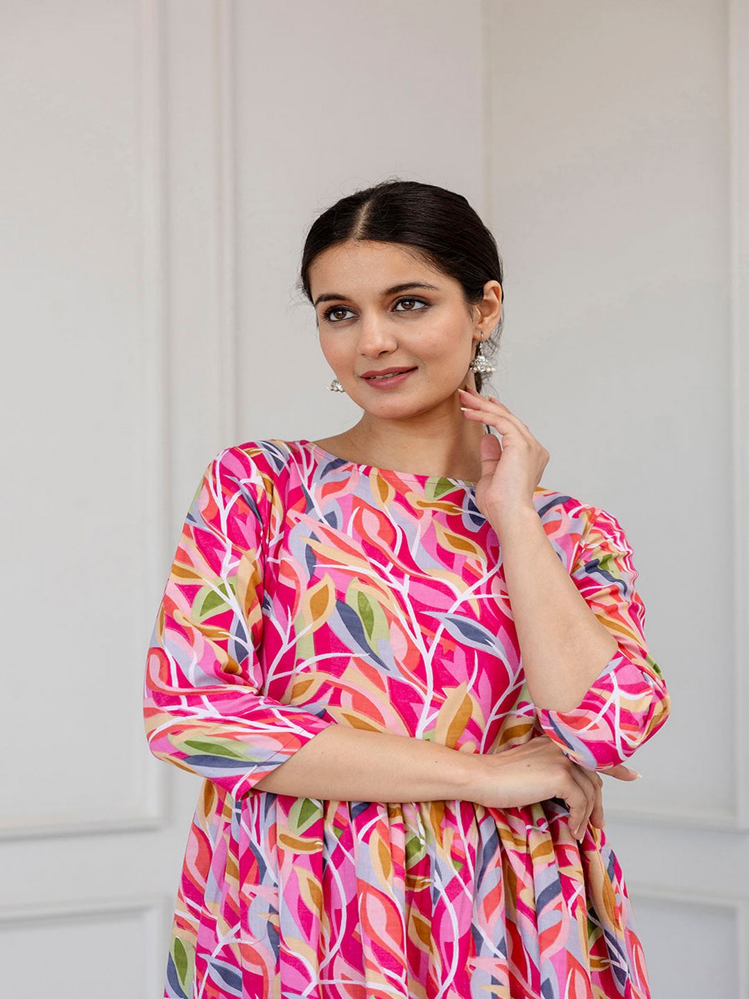 Multi Ethnic Printed Flared Dress