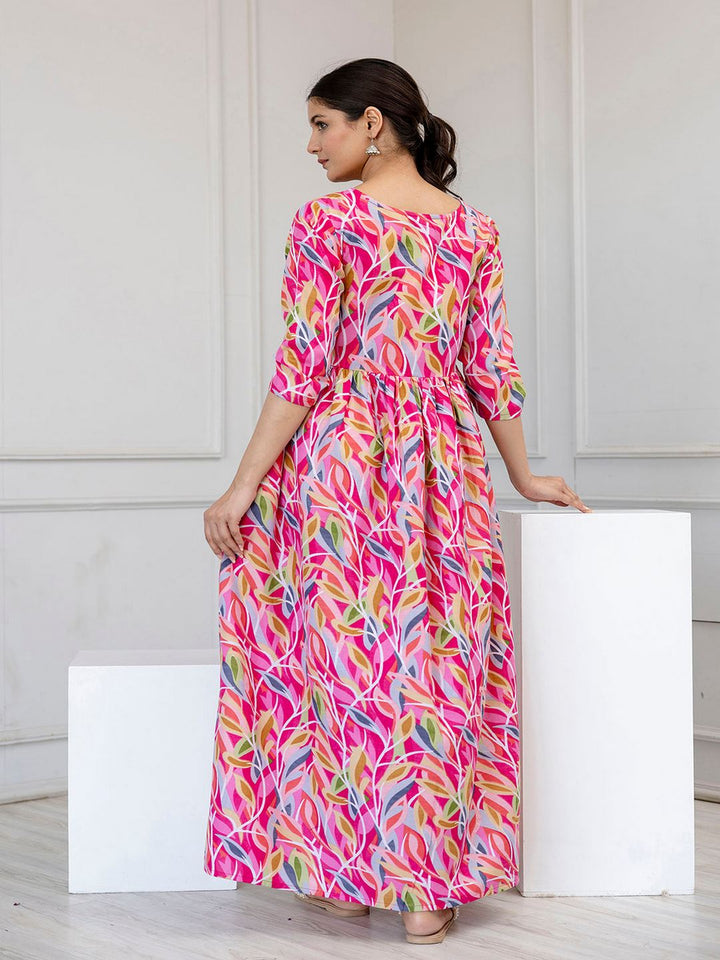 Multi Ethnic Printed Flared Dress