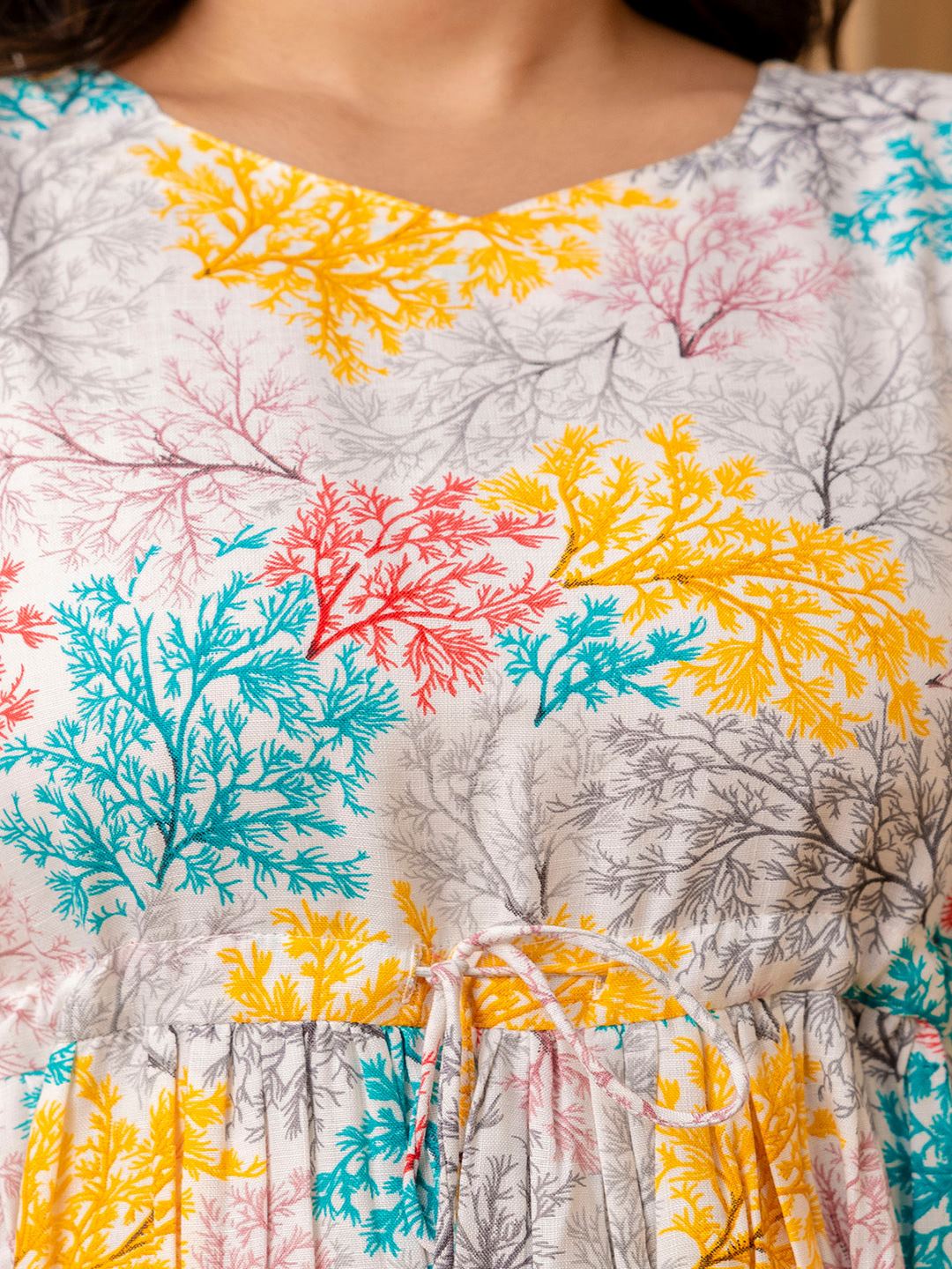 Multi Ethnic Printed Flared Dress