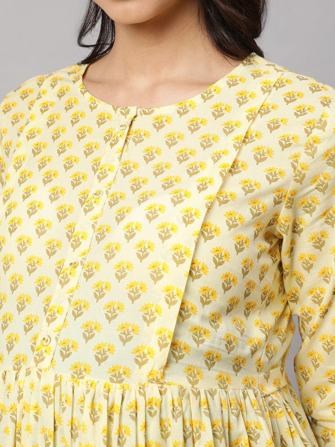 Cream Printed Maternity Dress