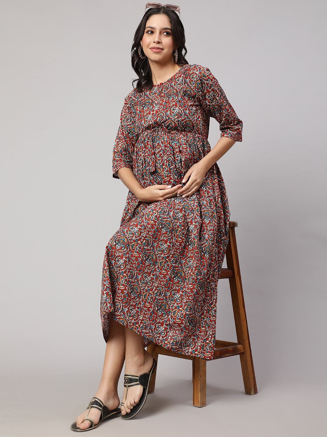 Multi Printed Maternity Dress