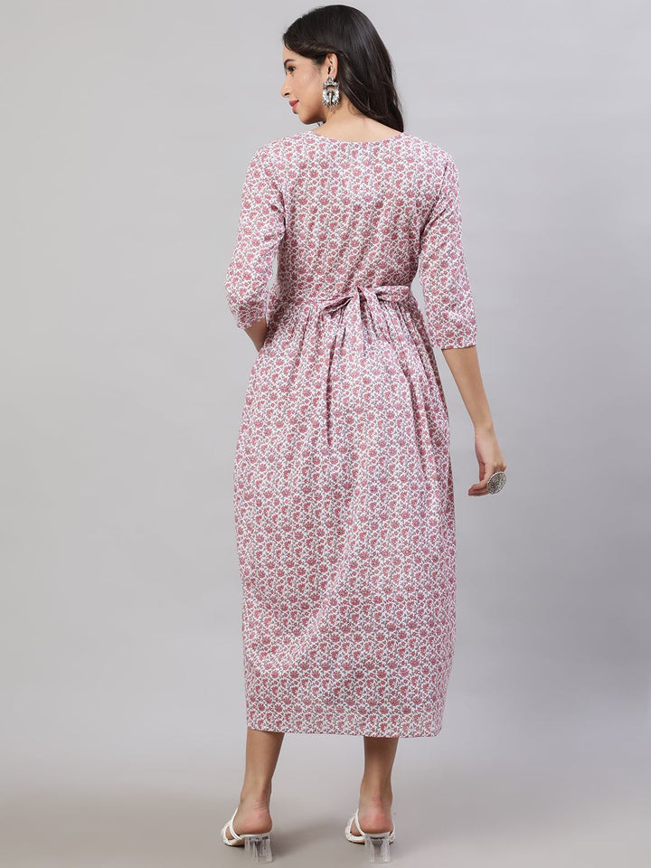 Off-White Printed Flared Maternity Dress