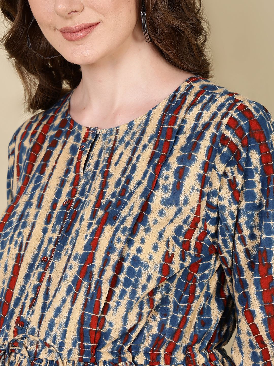 Multi Printed Flared Maternity Dress