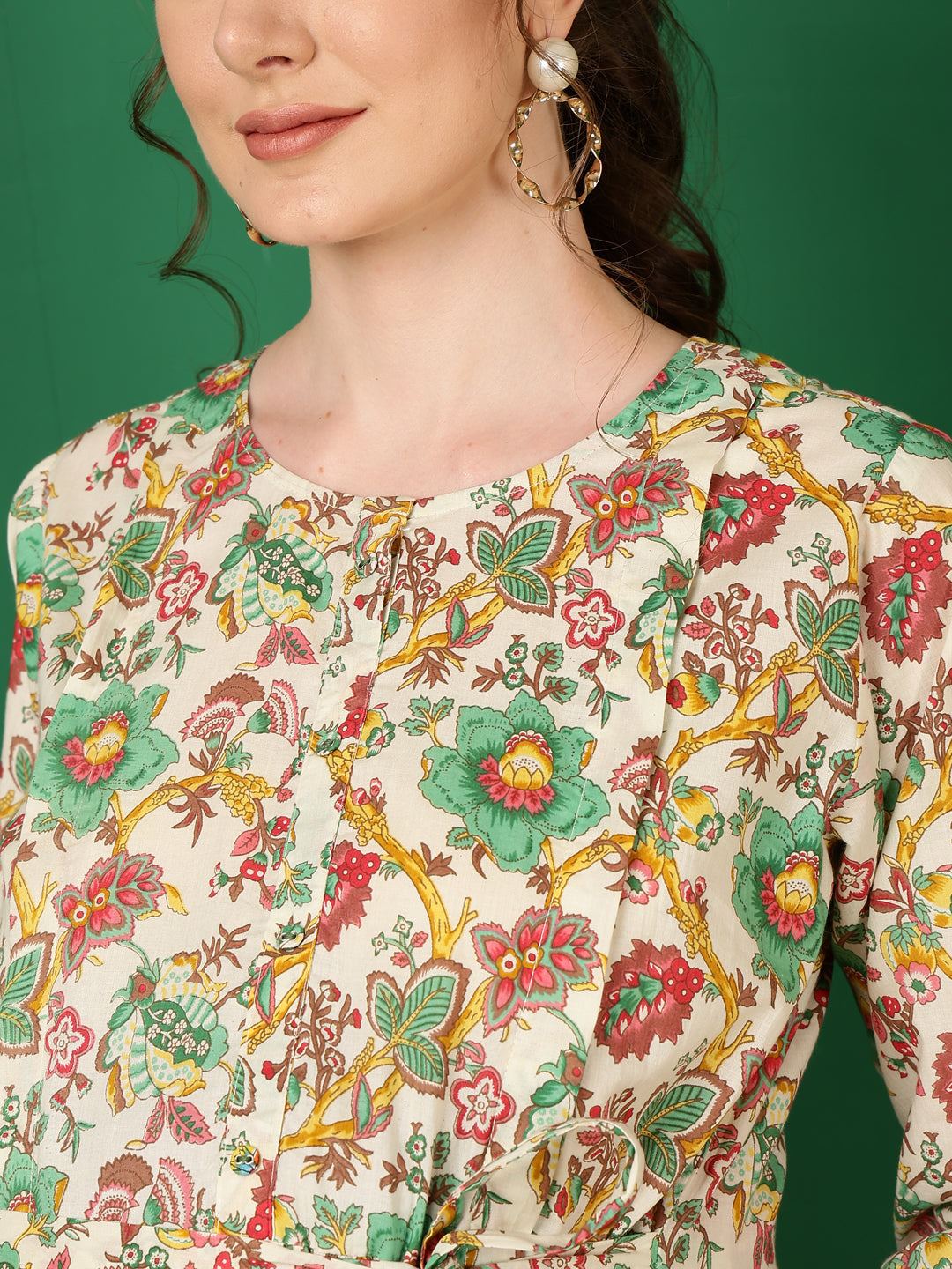 Off White Printed Flared Maternity Dress