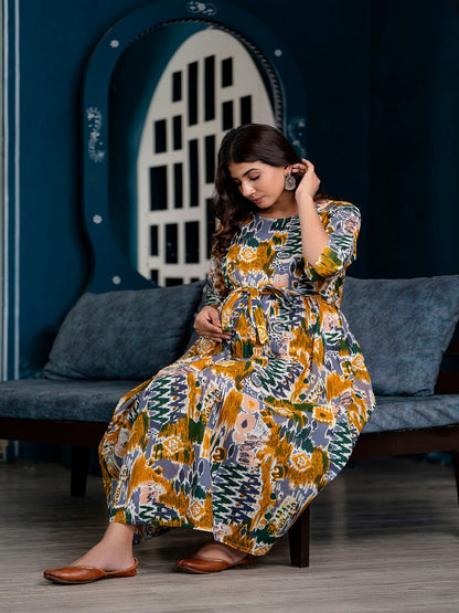 Multi Printed Maternity Dress