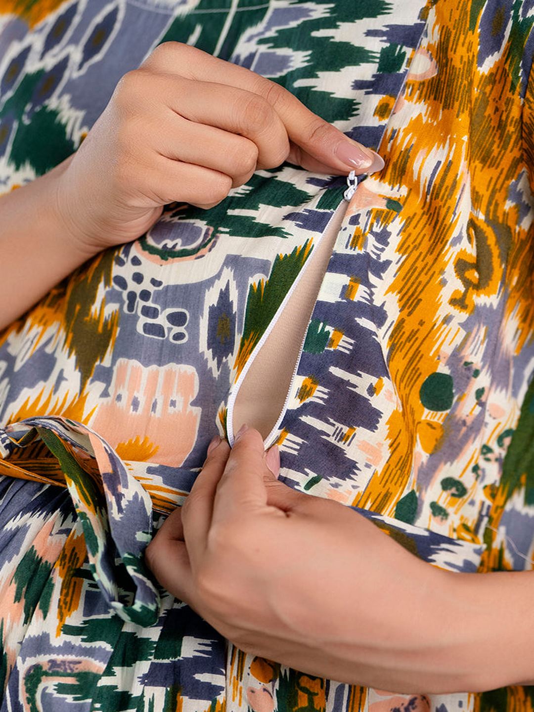 Multi Printed Maternity Dress