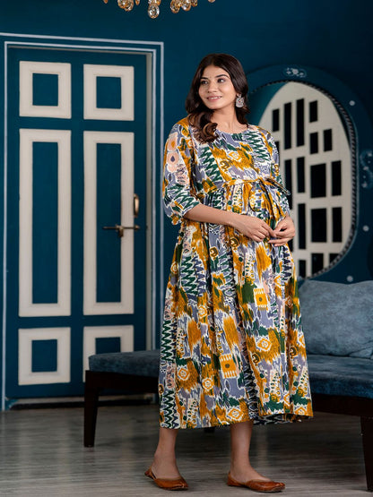 Multi Printed Maternity Dress