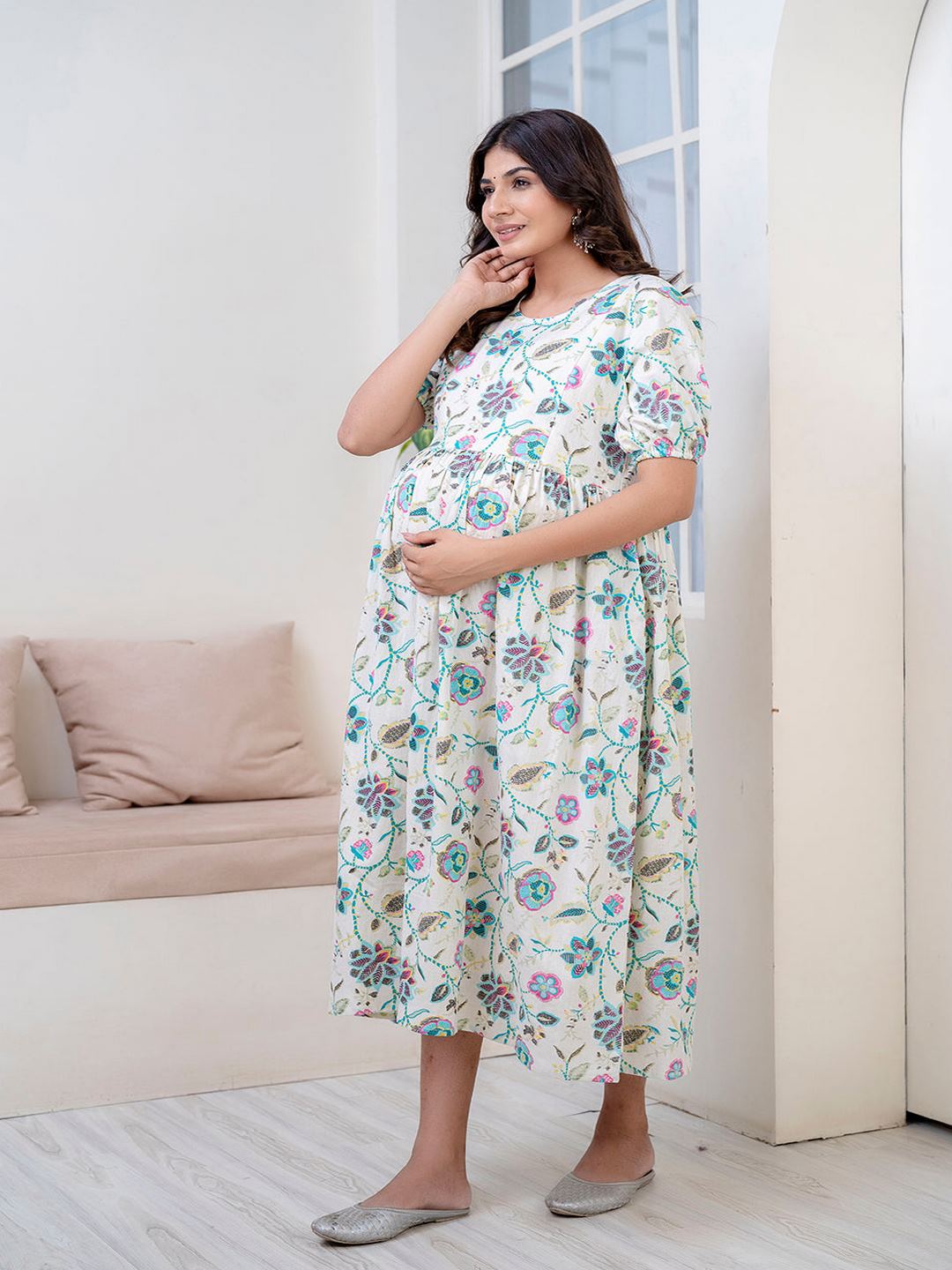 Off White Maternity Dress