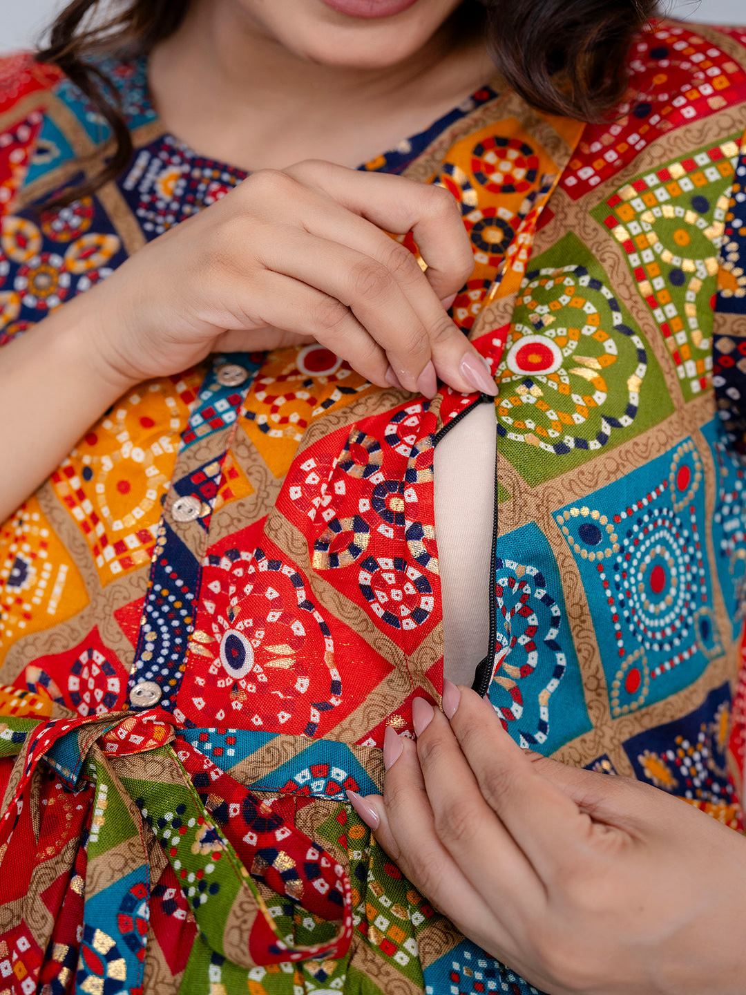 Multi Printed Maternity Dress