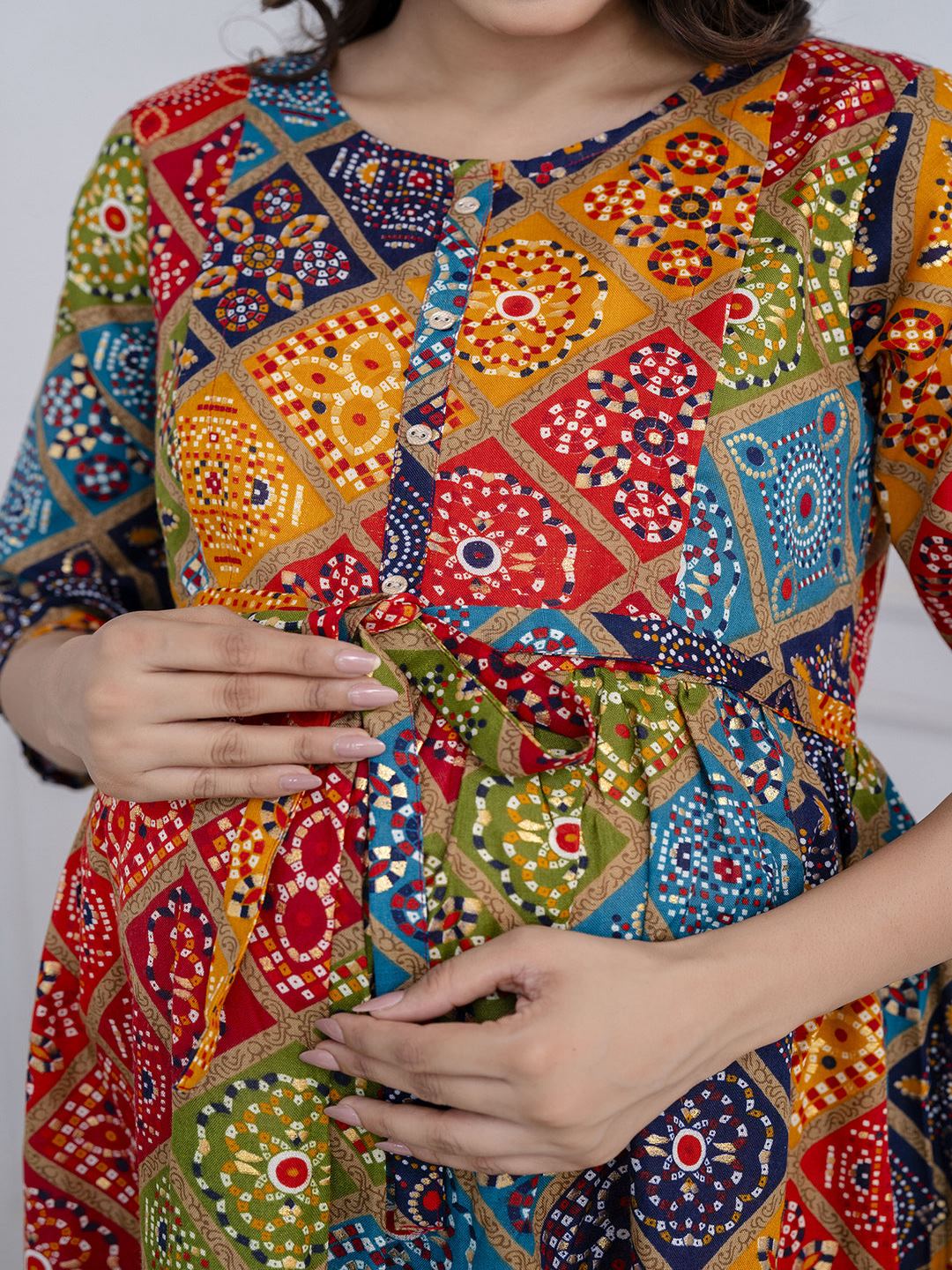 Multi Printed Maternity Dress