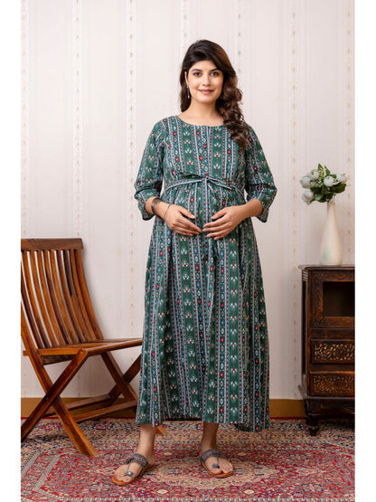 Green Printed Maternity Dress