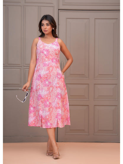 Floral Printed A-Line Midi Dress