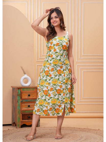 Floral Printed Sleeveless Dress