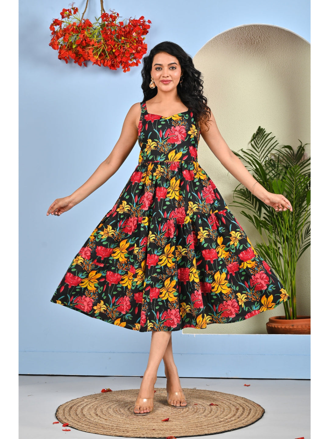 Black Floral Printed Dress