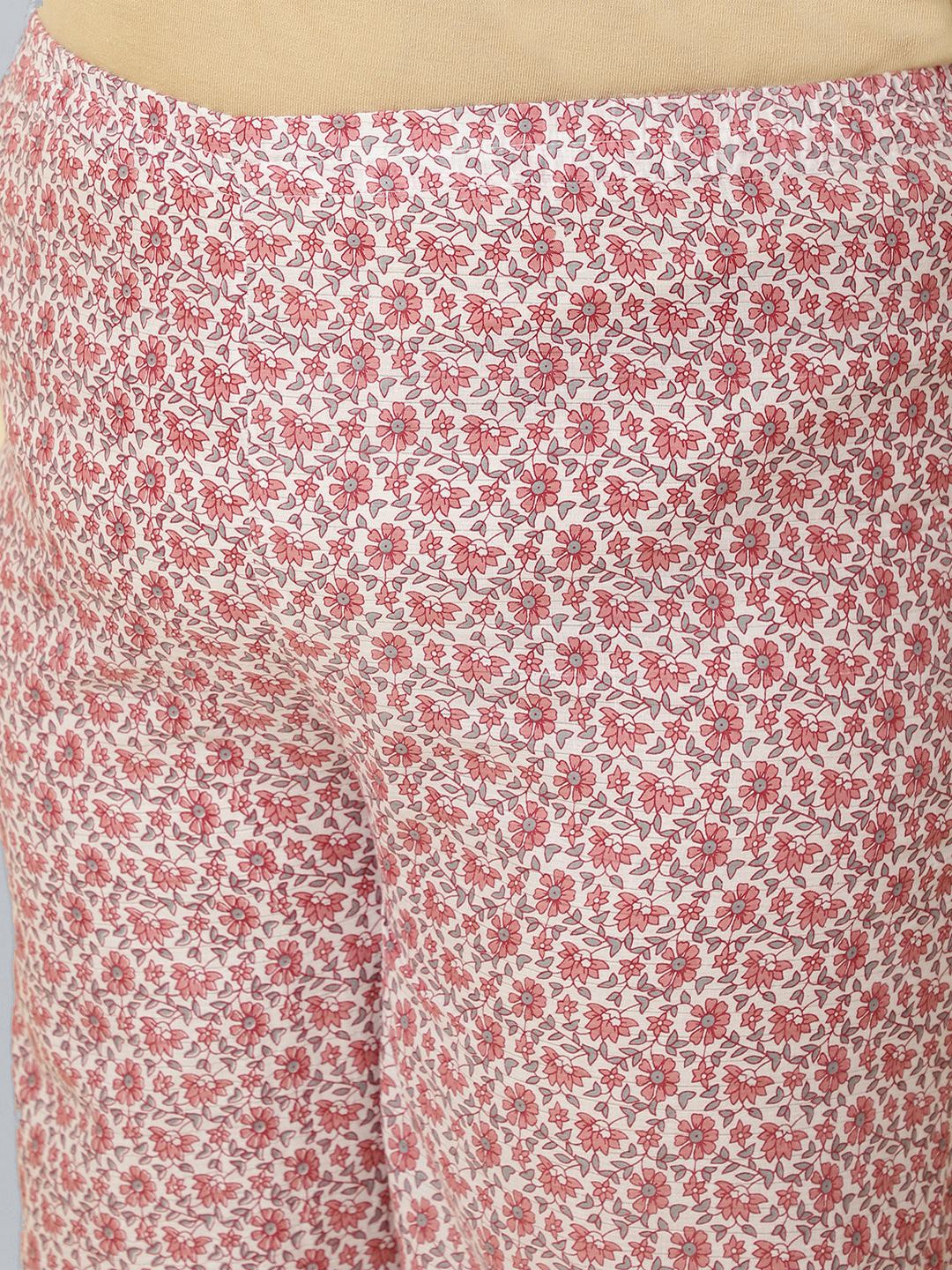 Plus Size Pink Printed Kurta And Palazzo With Dupatta