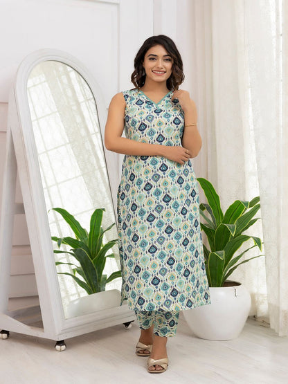 Multi Color Printed Straight Kurta With Trouser