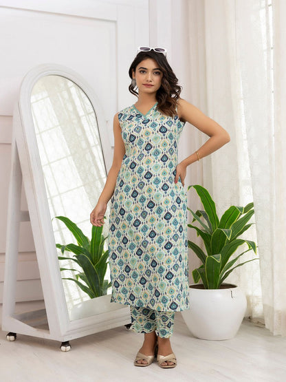 Multi Color Printed Straight Kurta With Trouser