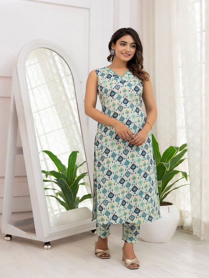 Multi Color Printed Straight Kurta With Trouser
