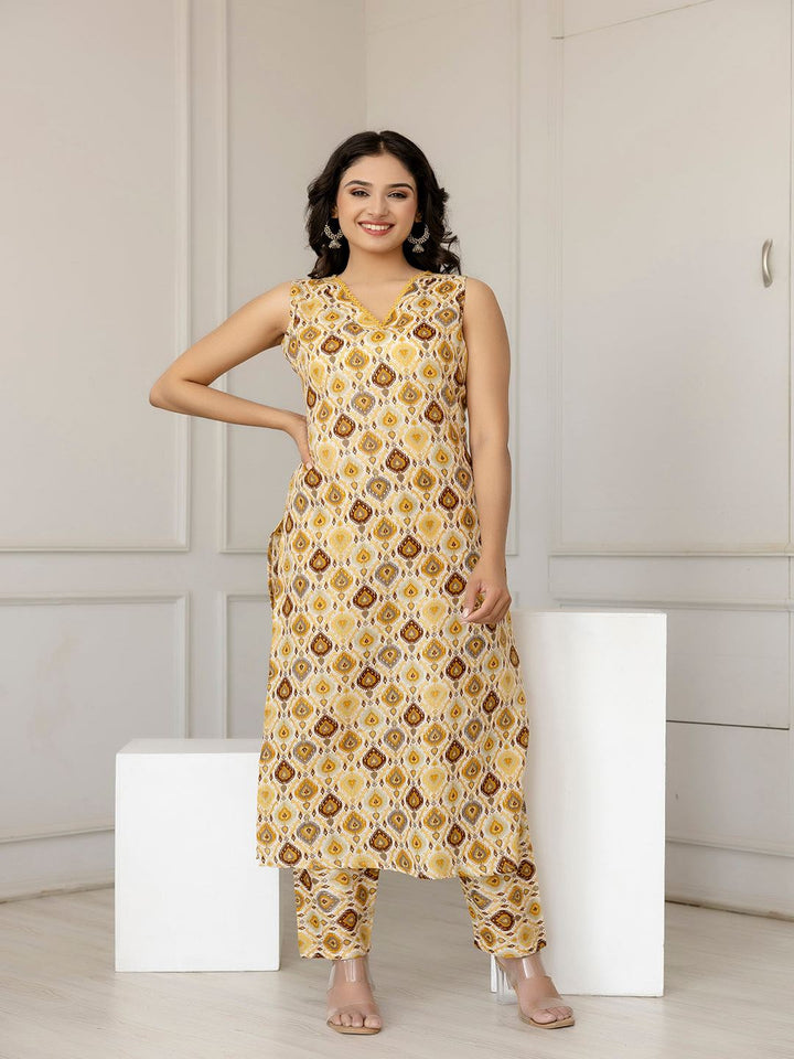 Multi Color Printed Straight Kurta With Trouser