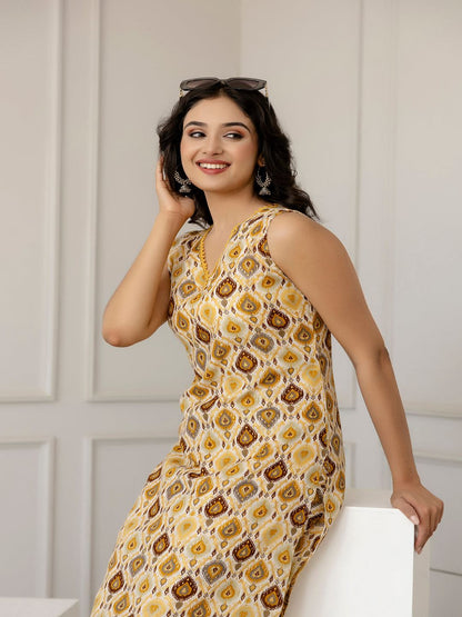 Multi Color Printed Straight Kurta With Trouser