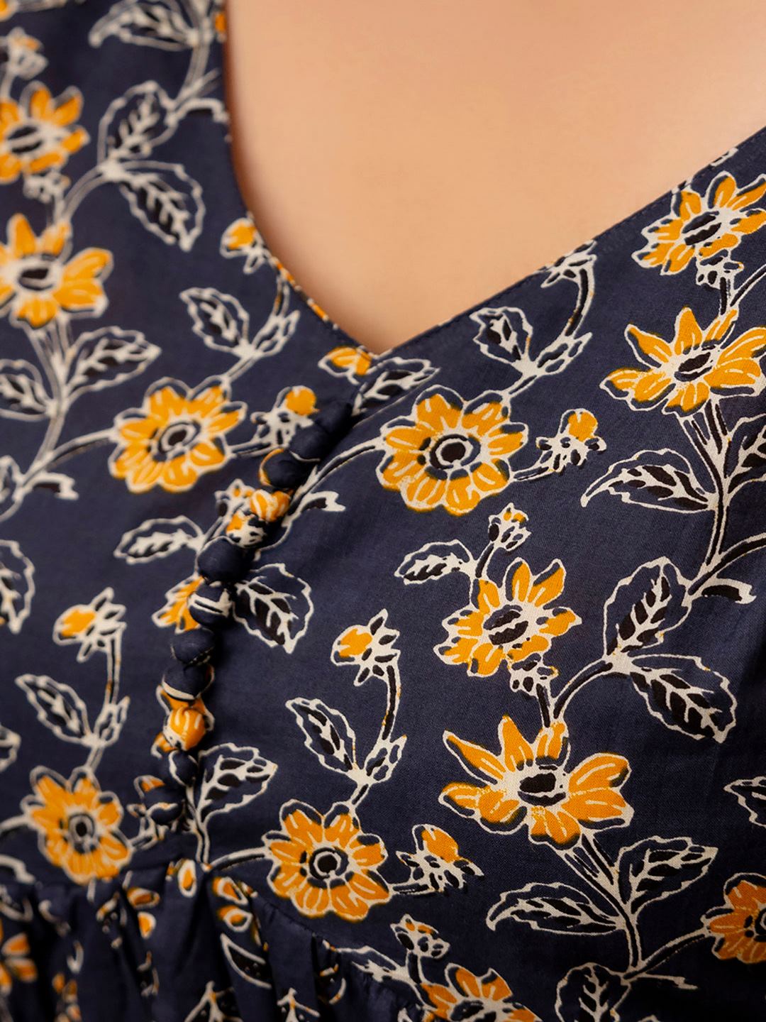 Grey Floral Printed Anarkali Kurta And Trouser With Dupatta