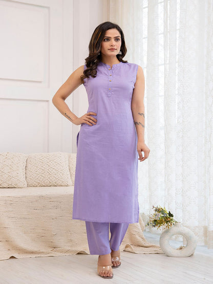 Purple Straight Kurta With Trouser